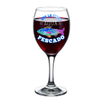 Copa de vino full color con frase " Que le hace el agua la pescado "