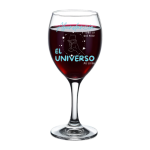 Copa de vino con frase "Soy abundancia y todo lo que pido, el universo me lo da "