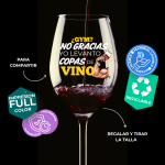 Copa de vino con frase " ¿GYM? no gracias, yo levanto copas de vino " - Imagen 2