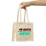 mini Bolsa de mano con diseño "me gusta el vino porque el vino es weno"